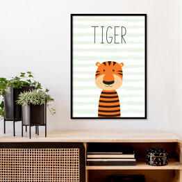 Plakat w ramie Tygrysek na jasnym tle