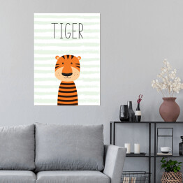 Plakat samoprzylepny Tygrysek na jasnym tle
