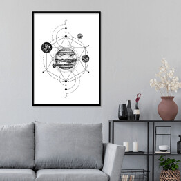 Plakat w ramie Ilustracja z geometrią i planetami