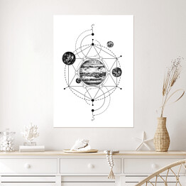 Plakat Ilustracja z geometrią i planetami