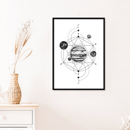 Plakat w ramie Ilustracja z geometrią i planetami