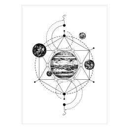 Plakat Ilustracja z geometrią i planetami