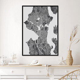 Mapy miast świata - Seattle - szara