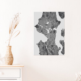 Plakat Mapy miast świata - Seattle - szara