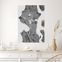 Plakat Mapy miast świata - Seattle - szara