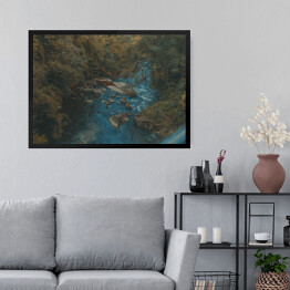Obraz w ramie Rwąca rzeka w skandynawskim lesie