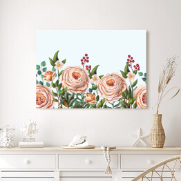 Obraz na płótnie Pastelowe angielskie róże na białym tle