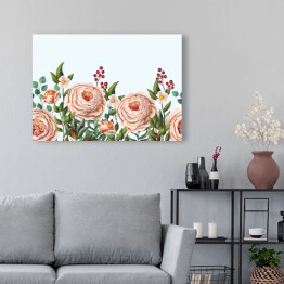 Obraz na płótnie Pastelowe angielskie róże na białym tle