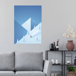 Plakat Jazda na nartach - pocztówka z wakacji