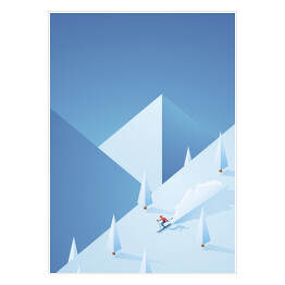 Plakat samoprzylepny Jazda na nartach - pocztówka z wakacji