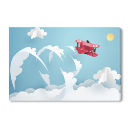Obraz na płótnie Czerwony samolot wykonujący akrobacje na niebie