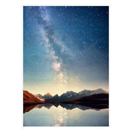 Plakat samoprzylepny Nocne niebo nad górskim krajobrazem