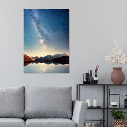 Plakat samoprzylepny Nocne niebo nad górskim krajobrazem