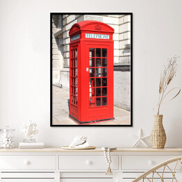 Plakat w ramie Londyńska czerwona budka telefoniczna 