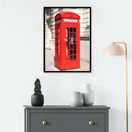 Plakat w ramie Londyńska czerwona budka telefoniczna 