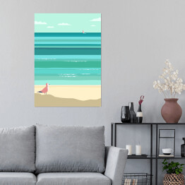 Plakat Mewa stojąca na plaży