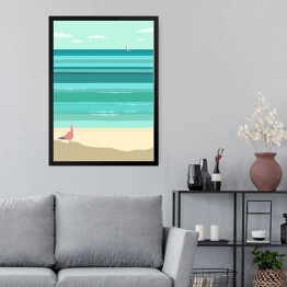 Obraz w ramie Mewa stojąca na plaży