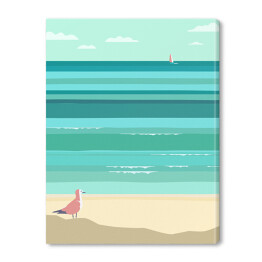 Obraz na płótnie Mewa stojąca na plaży