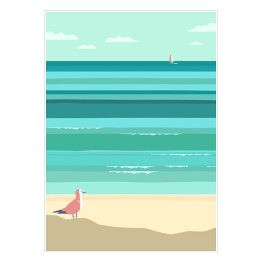 Plakat Mewa stojąca na plaży