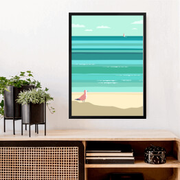 Obraz w ramie Mewa stojąca na plaży