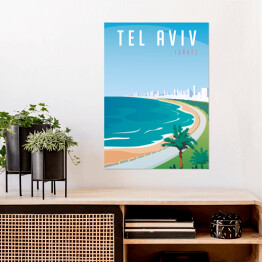 Plakat samoprzylepny Podróżnicza ilustracja - Tel Aviv