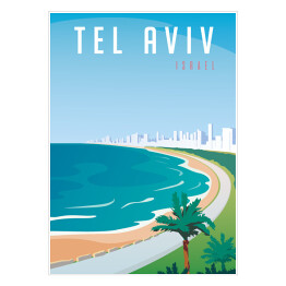 Plakat samoprzylepny Podróżnicza ilustracja - Tel Aviv