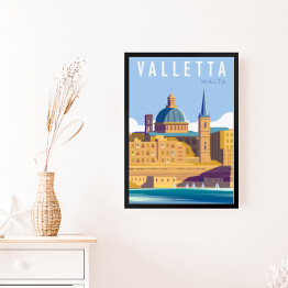 Obraz w ramie Podróżnicza ilustracja - Valletta, Malta