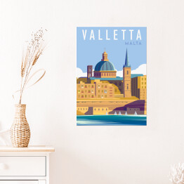 Plakat samoprzylepny Podróżnicza ilustracja - Valletta, Malta