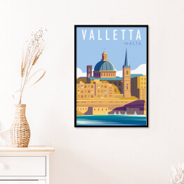 Plakat w ramie Podróżnicza ilustracja - Valletta, Malta