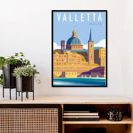 Plakat w ramie Podróżnicza ilustracja - Valletta, Malta