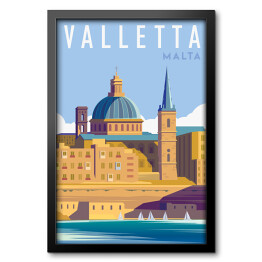Obraz w ramie Podróżnicza ilustracja - Valletta, Malta