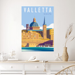 Plakat samoprzylepny Podróżnicza ilustracja - Valletta, Malta