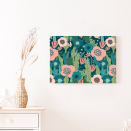 Obraz na płótnie Abstrakcyjne kolorowe kwiaty na łące