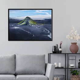 Plakat w ramie Wulkan na Islandii na tle śniegu