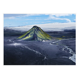 Plakat samoprzylepny Wulkan na Islandii na tle śniegu