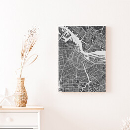Obraz na płótnie Mapy miast świata - Amsterdam - szary