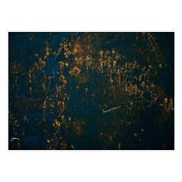 Plakat samoprzylepny Granatowa ściana z ozdobnymi złotymi plamami