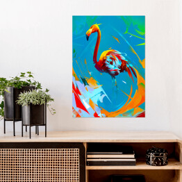 Plakat samoprzylepny Malowany kolorowy flaming