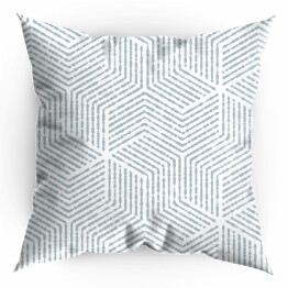 Poduszka Abstrakcyjny geometryczny wzór z paskami, liniami. Bezszwowe tło wektorowe. Biały i niebieski ornament. Prosty kratowy wzór graficzny