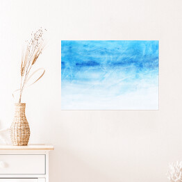 Plakat samoprzylepny Akwarelowy niebieski krajobraz - abstrakcja