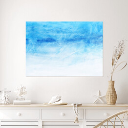 Plakat samoprzylepny Akwarelowy niebieski krajobraz - abstrakcja