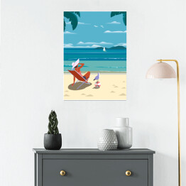 Ilustracja - odpoczynek nad brzegiem morza