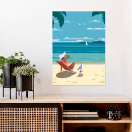 Plakat Ilustracja - odpoczynek nad brzegiem morza