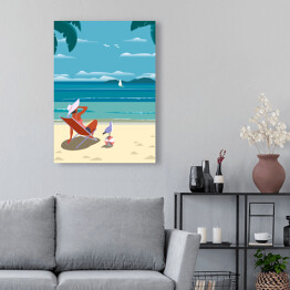 Obraz na płótnie Ilustracja - odpoczynek nad brzegiem morza