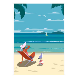 Plakat samoprzylepny Ilustracja - odpoczynek nad brzegiem morza