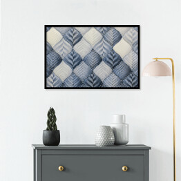 Plakat w ramie Abstrakcyjny akwarelowy geometryczny wzór inspirowany naturą w odcieniach koloru niebieskiego