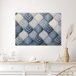 Plakat samoprzylepny Abstrakcyjny akwarelowy geometryczny wzór inspirowany naturą w odcieniach koloru niebieskiego
