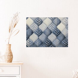 Plakat samoprzylepny Abstrakcyjny akwarelowy geometryczny wzór inspirowany naturą w odcieniach koloru niebieskiego
