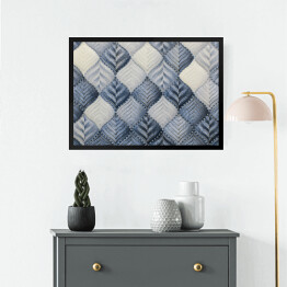 Obraz w ramie Abstrakcyjny akwarelowy geometryczny wzór inspirowany naturą w odcieniach koloru niebieskiego