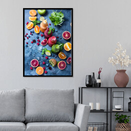 Plakat w ramie Kompozycja z przekrojonych owoców